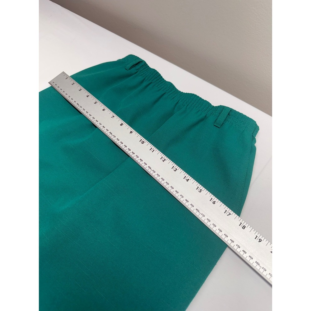 Alfred Dunner Vintage Emerald Green Midi Skirt Petite 6 Elastic Waist USA Made - Picture 4 of 7